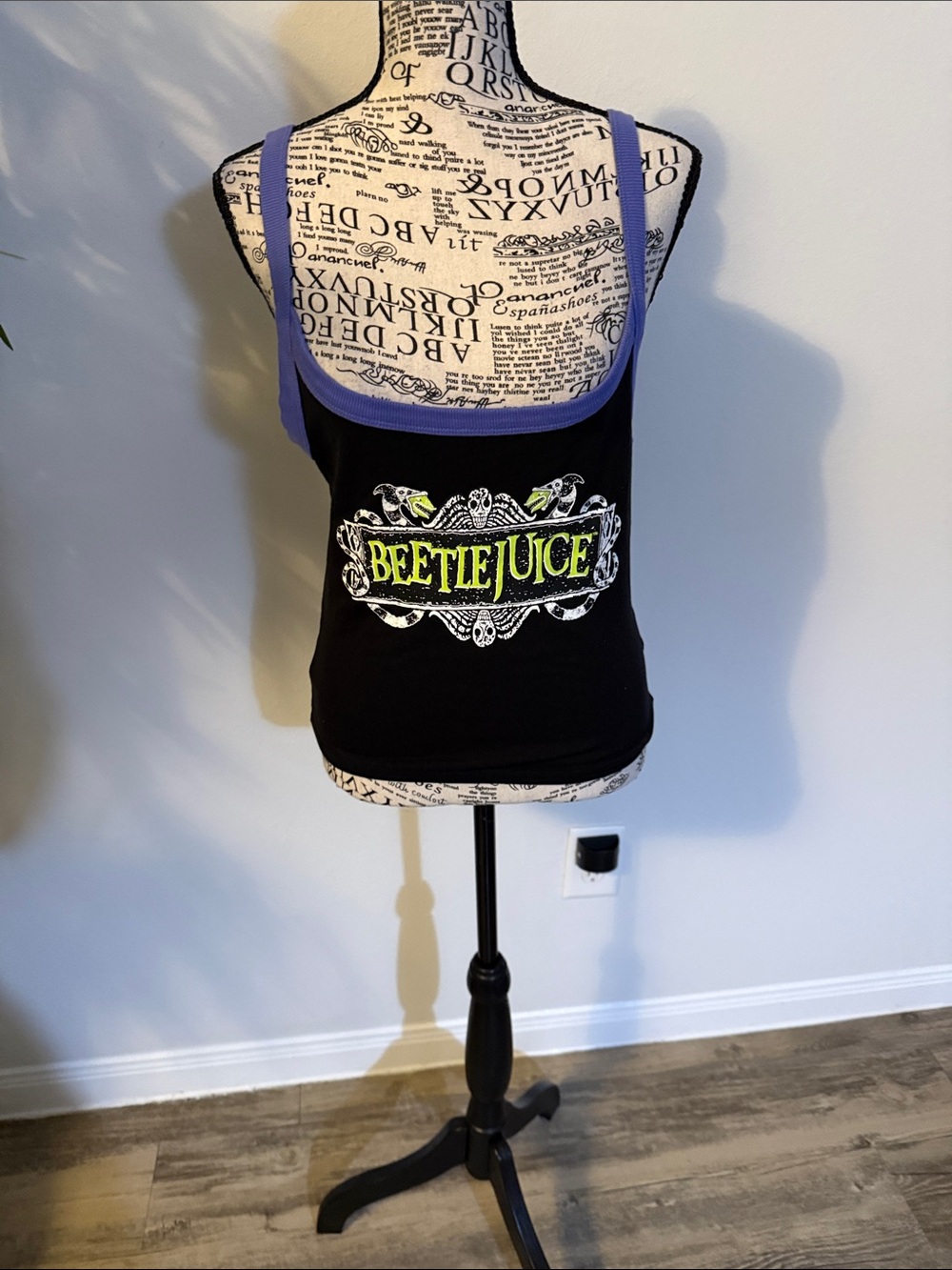 Graphic Tank Top - Black with Purple Trim